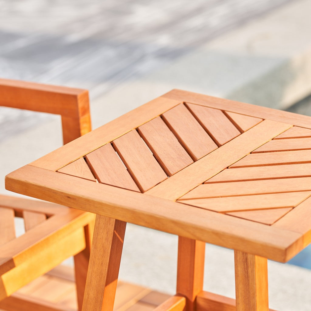 HomeRoots 29" Eucalyptus Slat Wood Outdoor End Table in Natural Finish