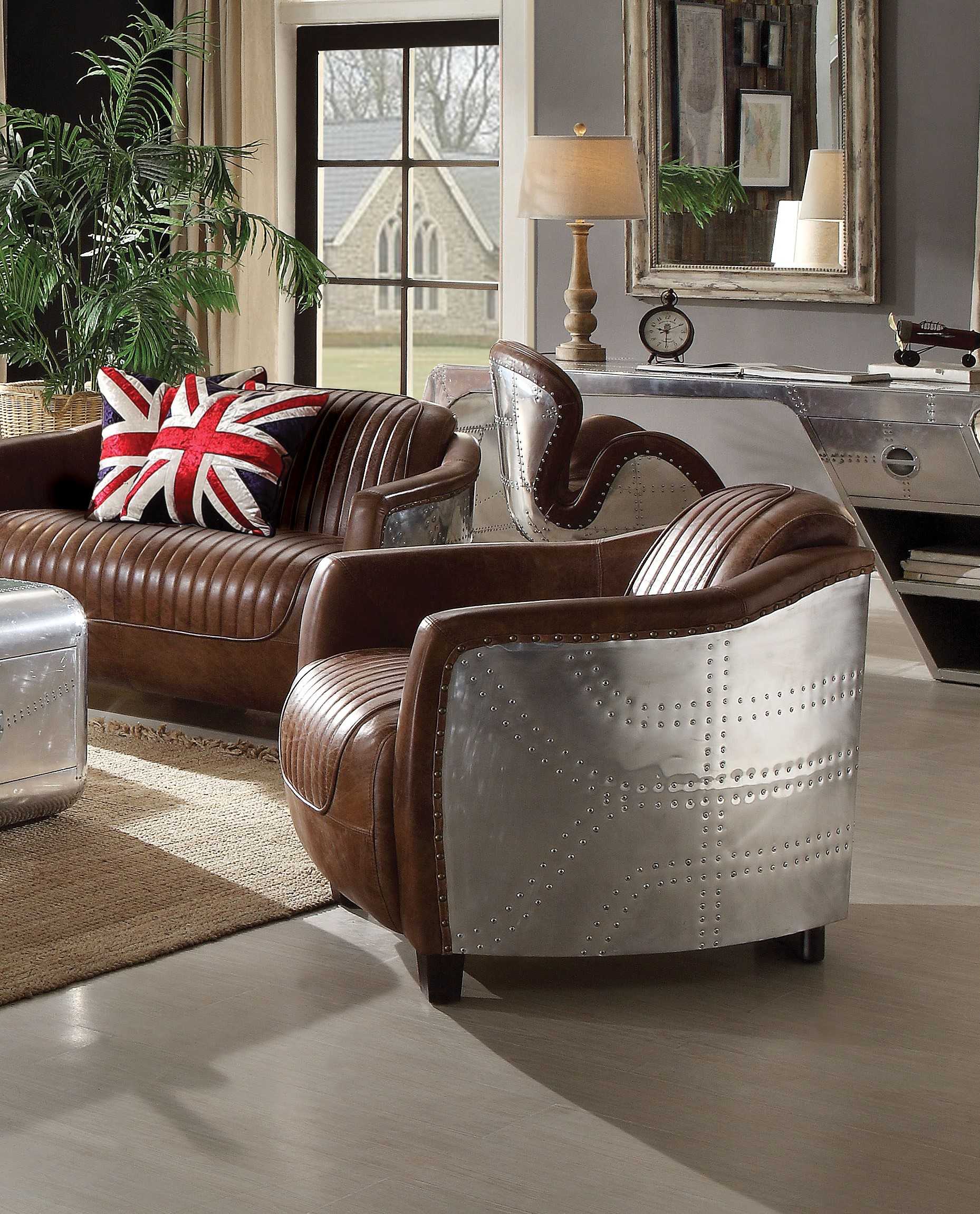 HomeRoots 29" Faux Leather Distressed Club Chair in Brown Finish