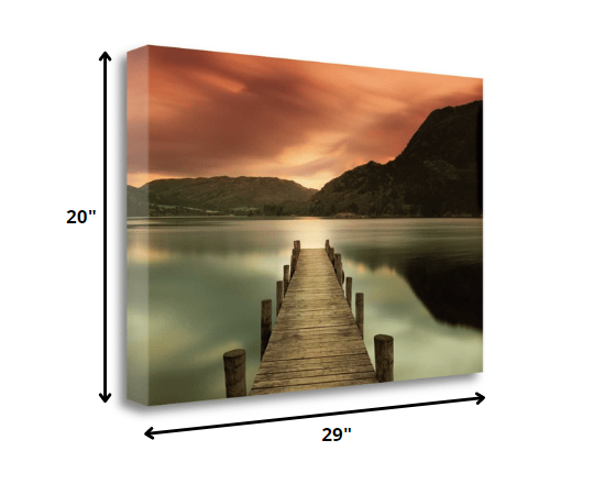 HomeRoots 29" Gorgeous Sunset over the Lake Giclee Wrap Canvas Wall Art