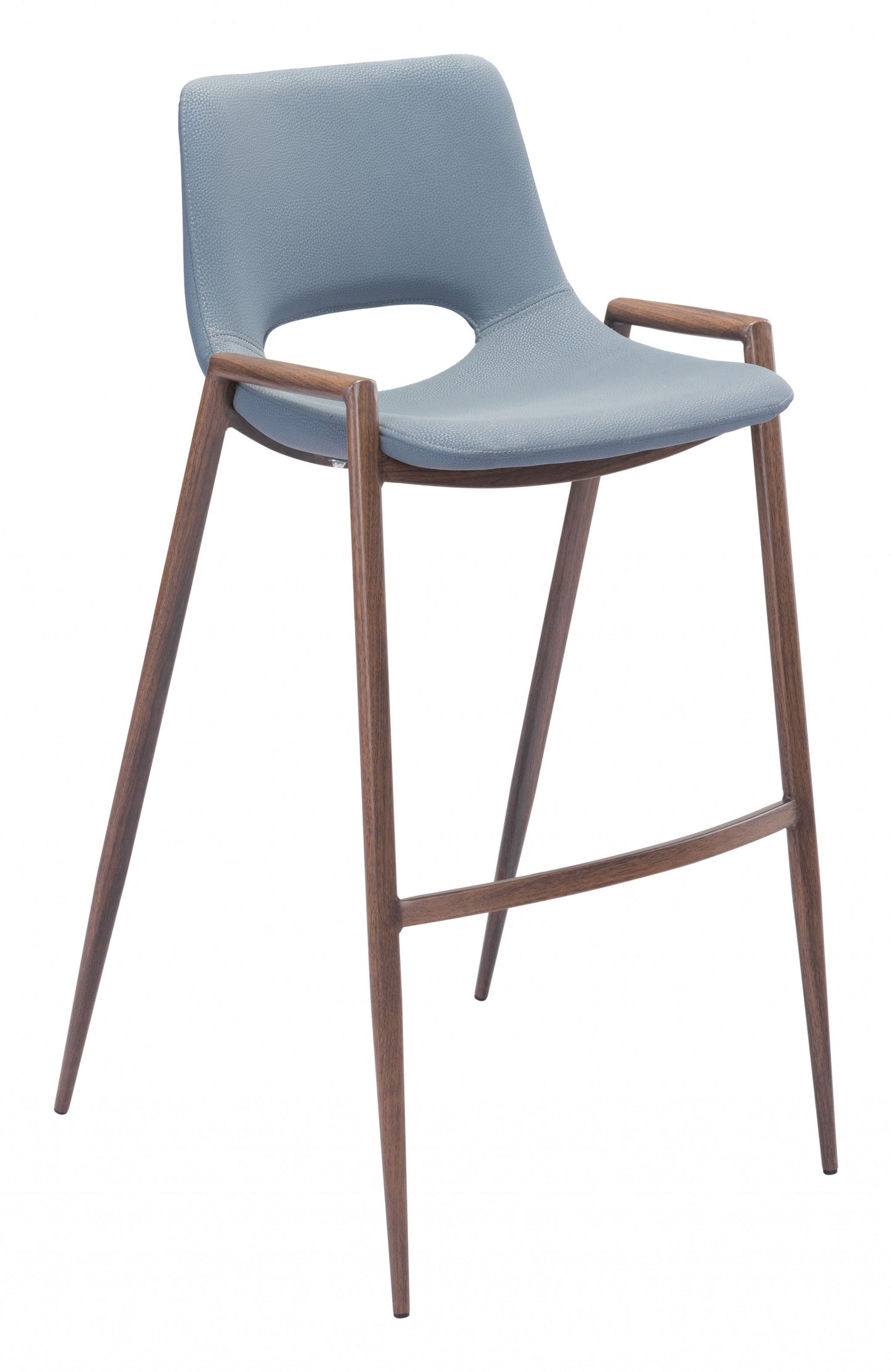 HomeRoots 29" Gray And Brown Steel Low Back Bar Height Chairs in Set of Two
