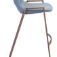 HomeRoots 29" Gray And Brown Steel Low Back Bar Height Chairs in Set of Two
