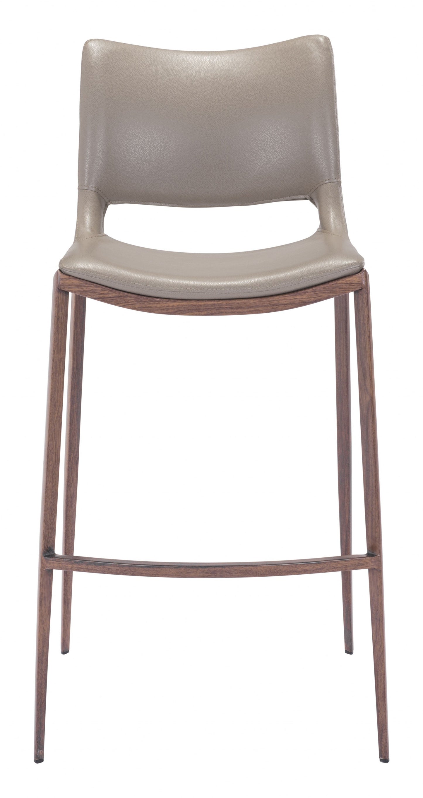 HomeRoots 29" Gray And Brown Steel Low Back Bar Height Chairs in Set of Two