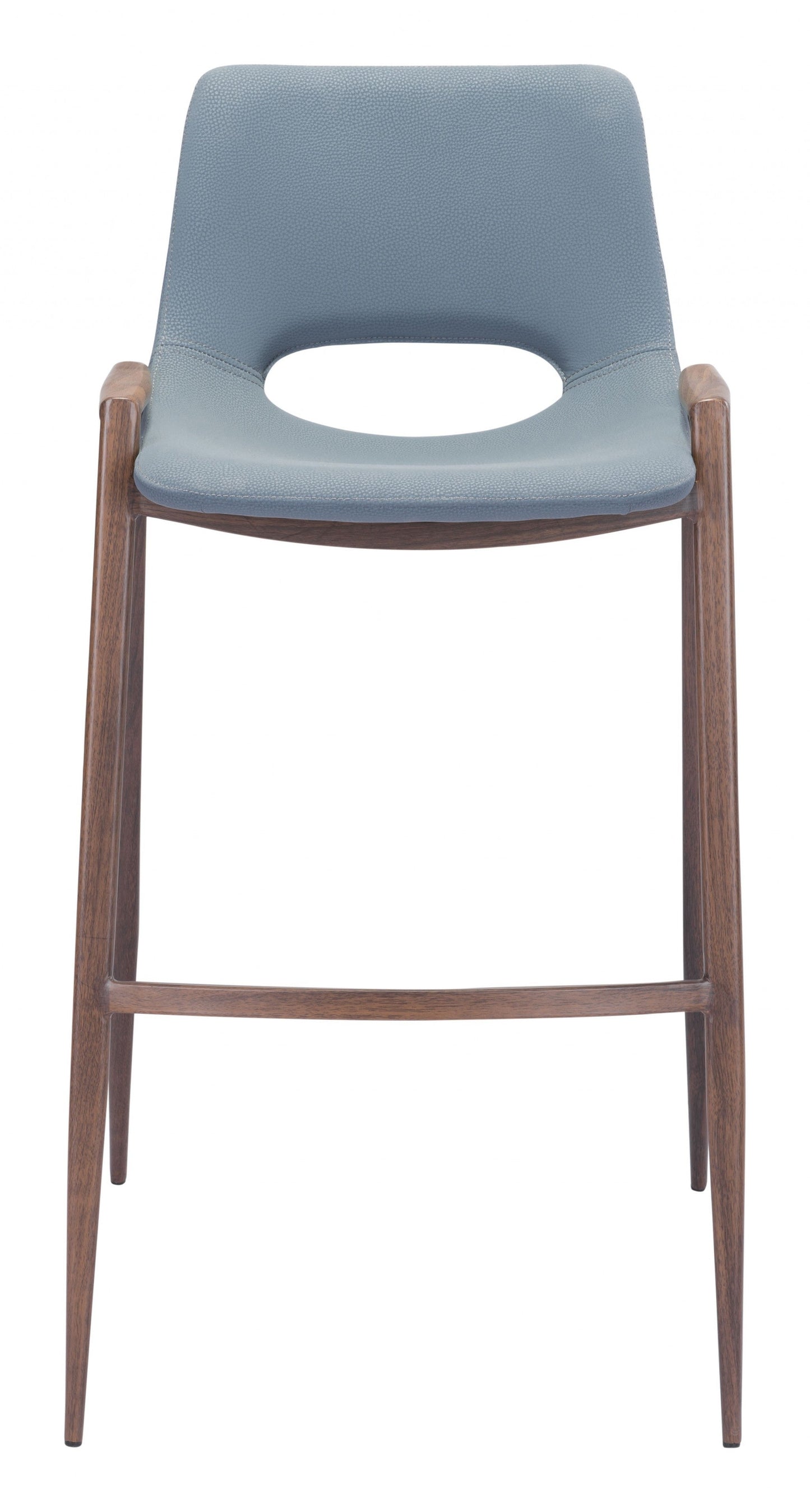 HomeRoots 29" Gray And Brown Steel Low Back Bar Height Chairs in Set of Two
