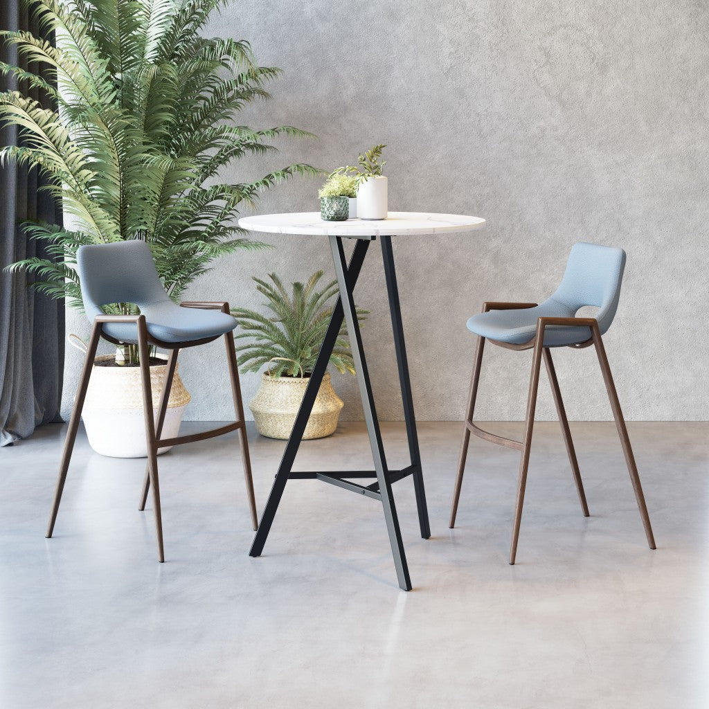 HomeRoots 29" Gray And Brown Steel Low Back Bar Height Chairs in Set of Two