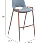HomeRoots 29" Gray And Brown Steel Low Back Bar Height Chairs in Set of Two