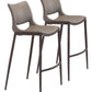 HomeRoots 29" Gray And Brown Steel Low Back Bar Height Chairs in Set of Two