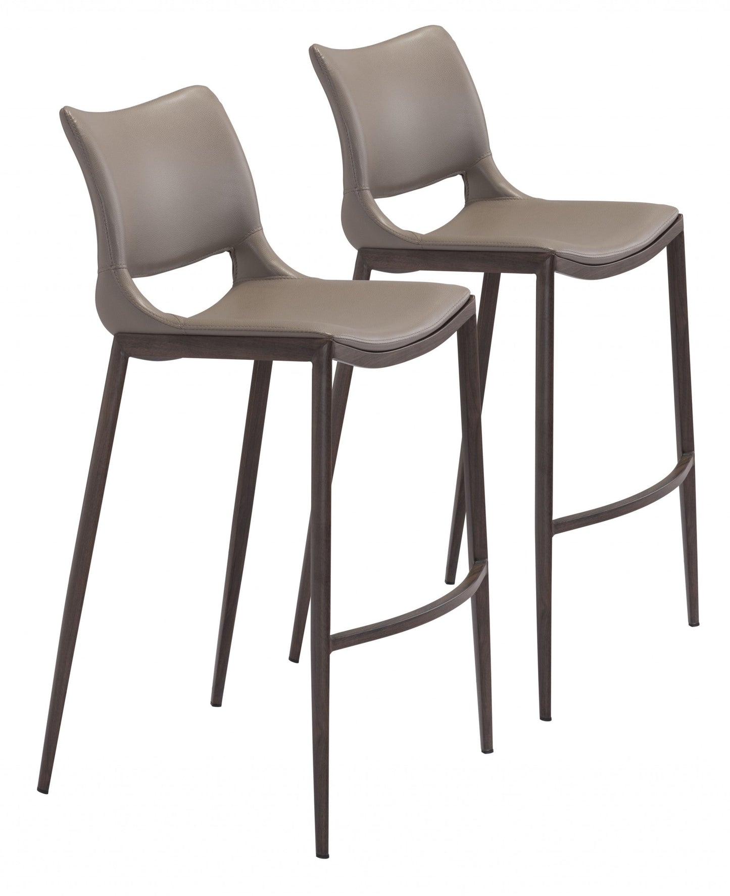 HomeRoots 29" Gray And Brown Steel Low Back Bar Height Chairs in Set of Two