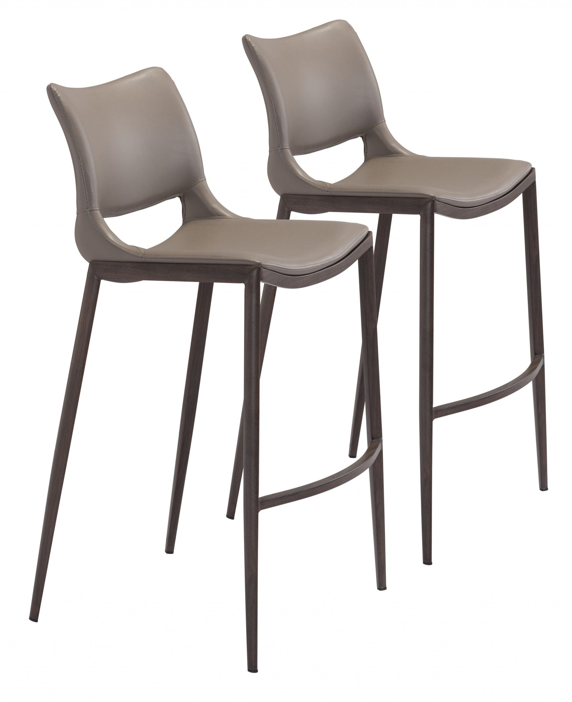 HomeRoots 29" Gray And Brown Steel Low Back Bar Height Chairs in Set of Two