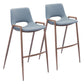 HomeRoots 29" Gray And Brown Steel Low Back Bar Height Chairs in Set of Two