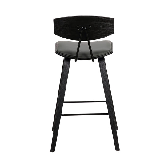 HomeRoots 29" Gray Faux Leather Mid Century Modern Bar Stool