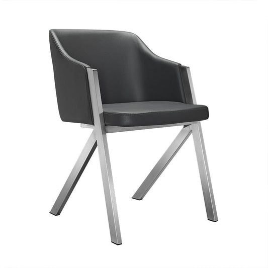 HomeRoots 29" Grey Leatherette And Steel Dining Chairs, Set of 2