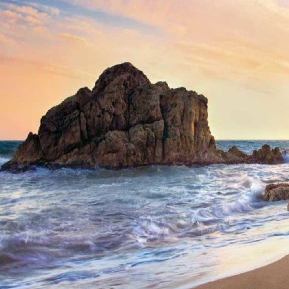HomeRoots 29" Gushing Waves with Black Ocean Rocks Giclee Wrap Canvas Wall Art