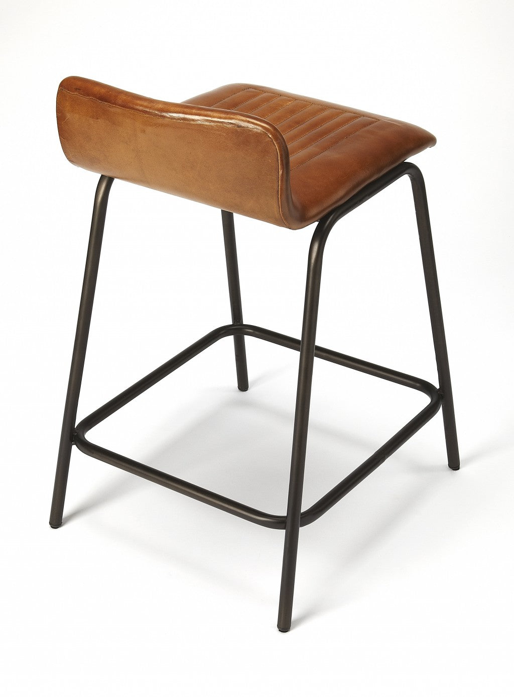 HomeRoots 29" Iron Counter Height Bar Chair With Footrest With Brown And Black Finish
