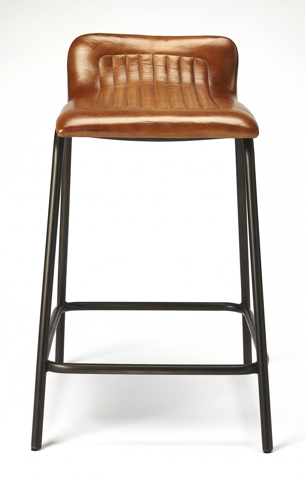 HomeRoots 29" Iron Counter Height Bar Chair With Footrest With Brown And Black Finish