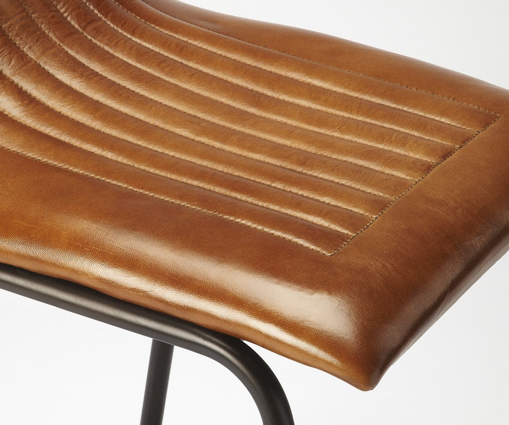 HomeRoots 29" Iron Counter Height Bar Chair With Footrest With Brown And Black Finish