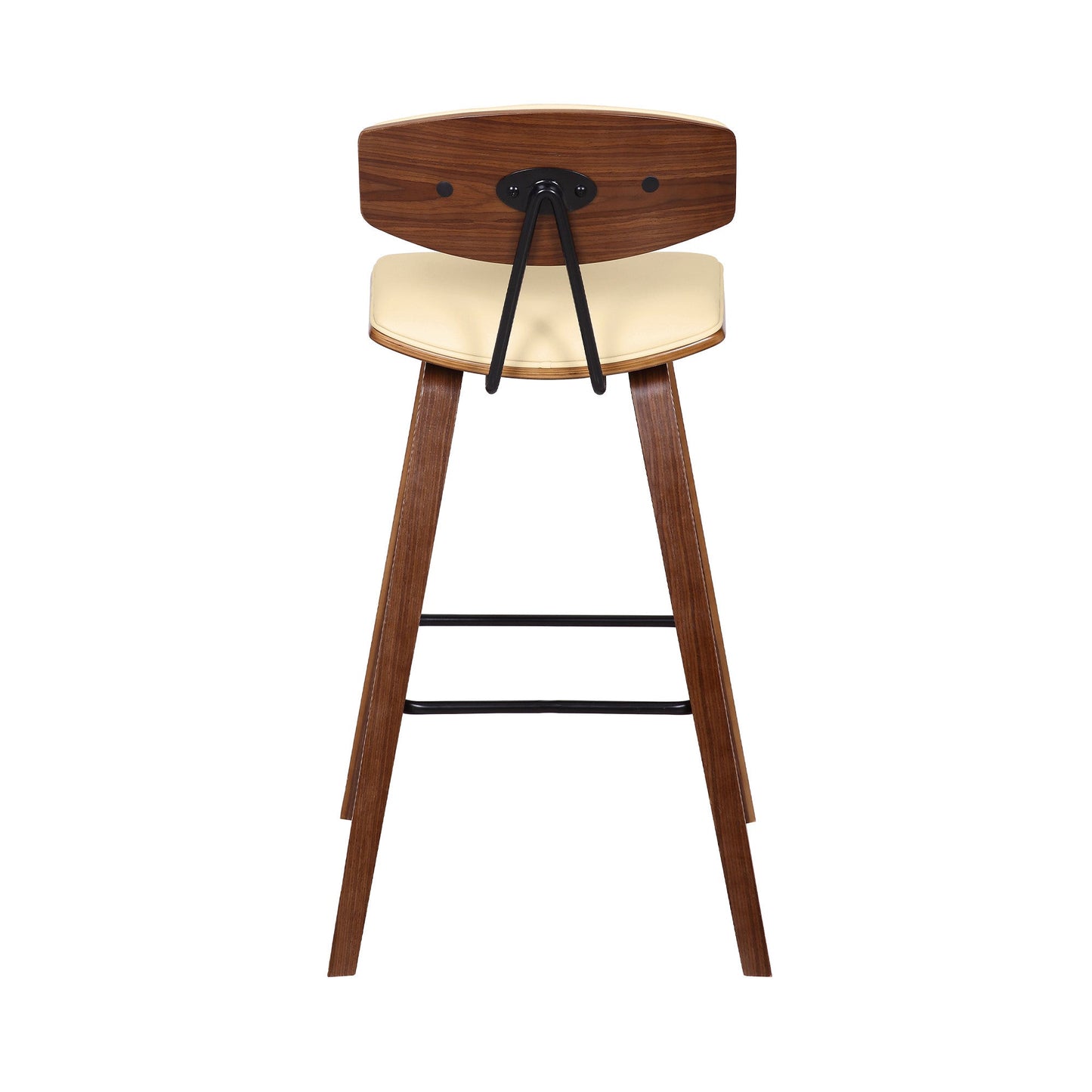HomeRoots 29" Iron Low Back Bar Height Chair With Cream and Brown Finish