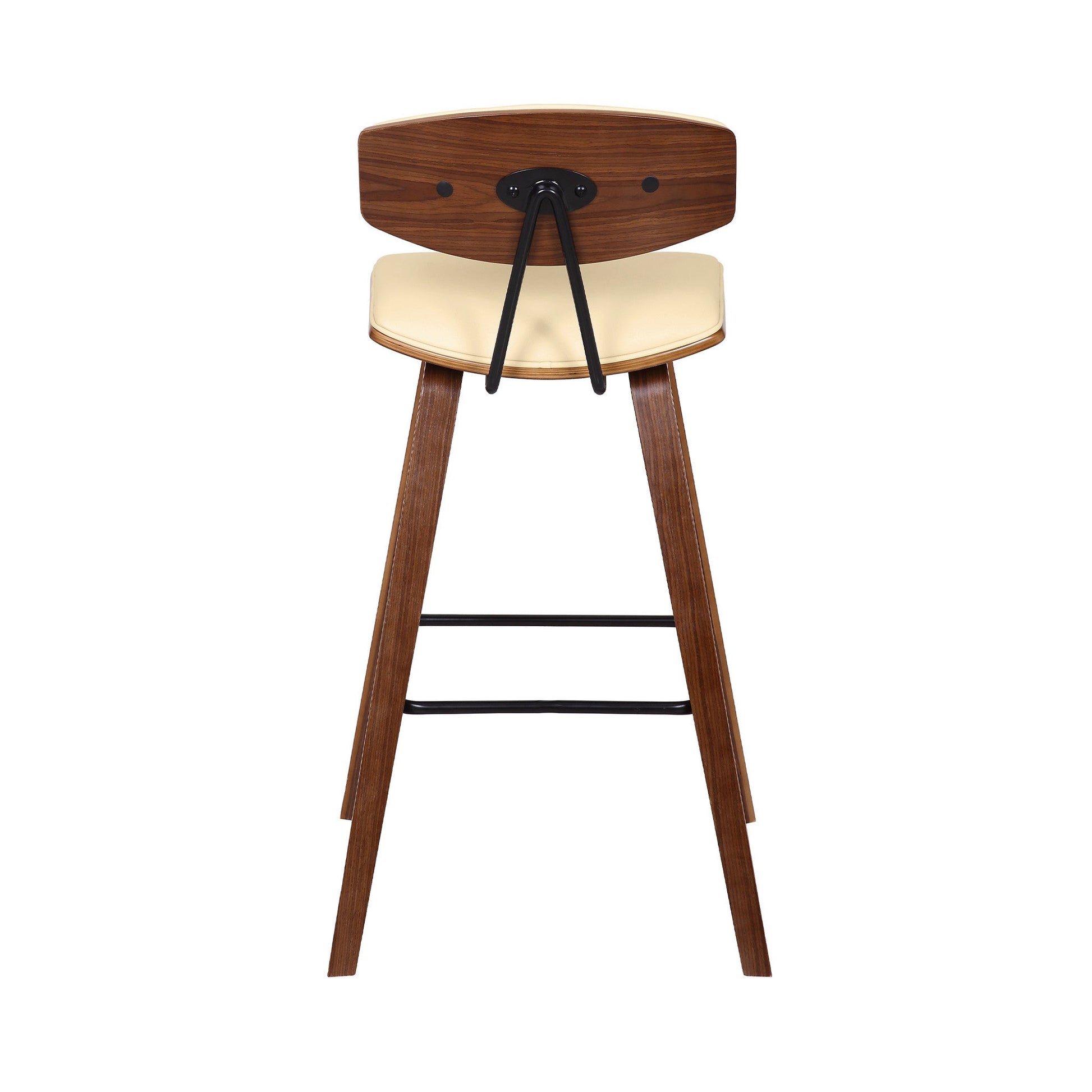HomeRoots 29" Iron Low Back Bar Height Chair With Cream and Brown Finish