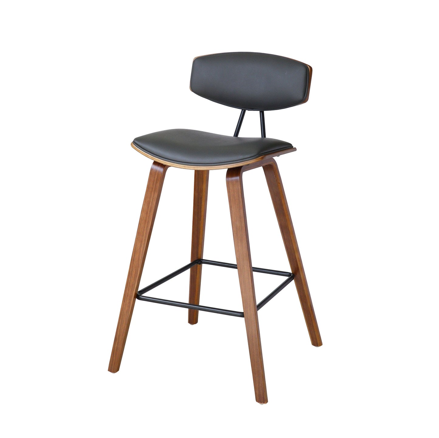 HomeRoots 29" Iron Low Back Bar Height Chair With Gray and Brown Finish