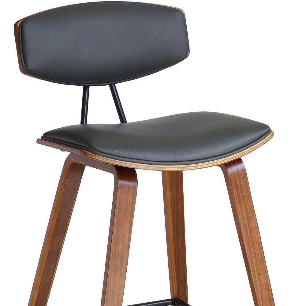 HomeRoots 29" Iron Low Back Bar Height Chair With Gray and Brown Finish