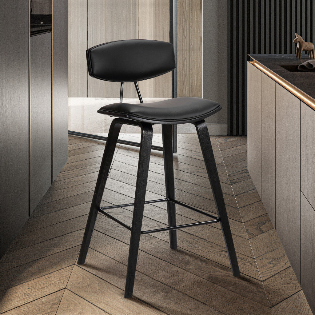 HomeRoots 29" Iron Low Back Bar Height Chair in Black Finish