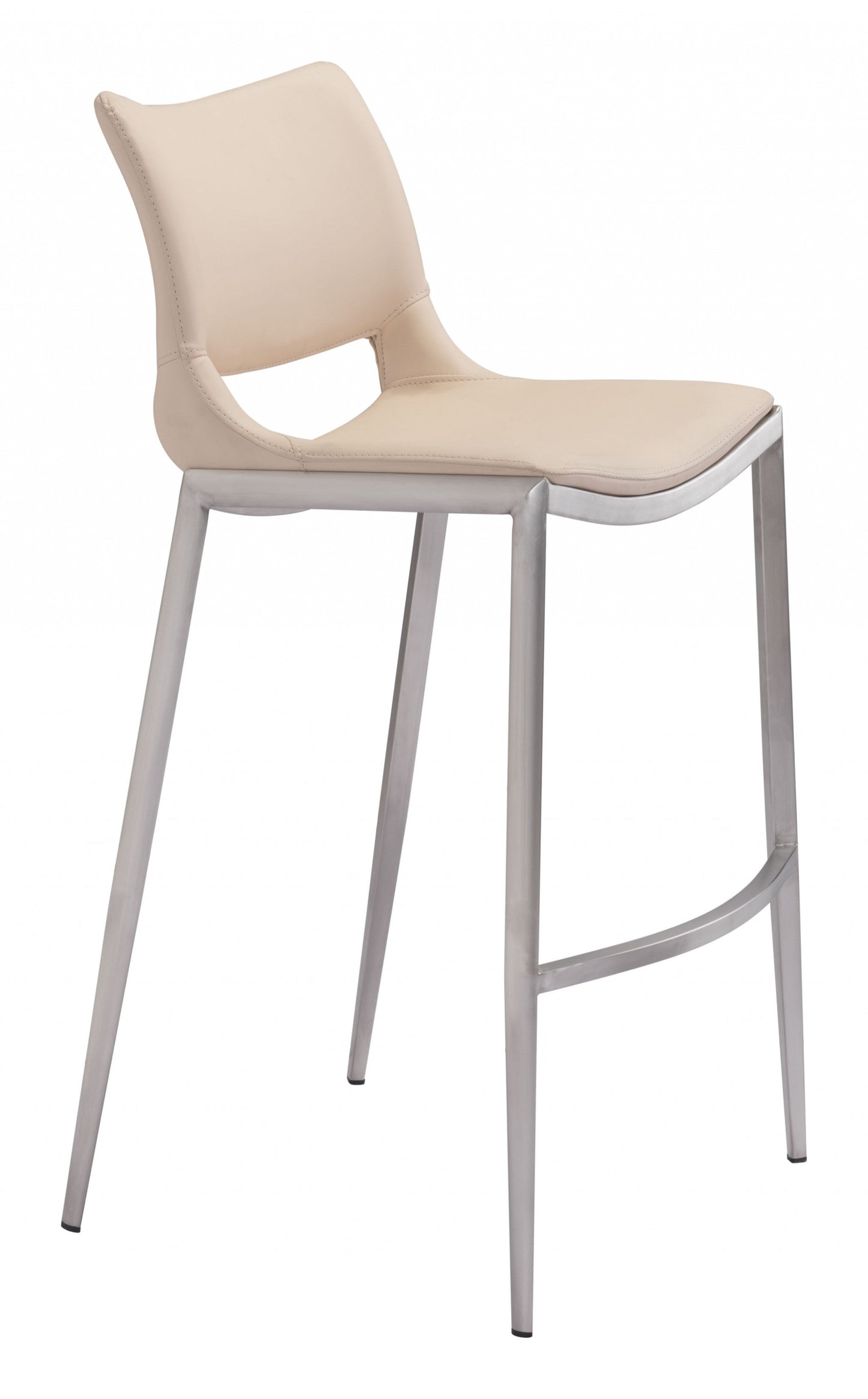 HomeRoots 29" Light Pink And Silver Steel Low Back Bar Height Chairs in Set of Two