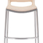 HomeRoots 29" Light Pink And Silver Steel Low Back Bar Height Chairs in Set of Two