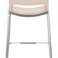 HomeRoots 29" Light Pink And Silver Steel Low Back Bar Height Chairs in Set of Two