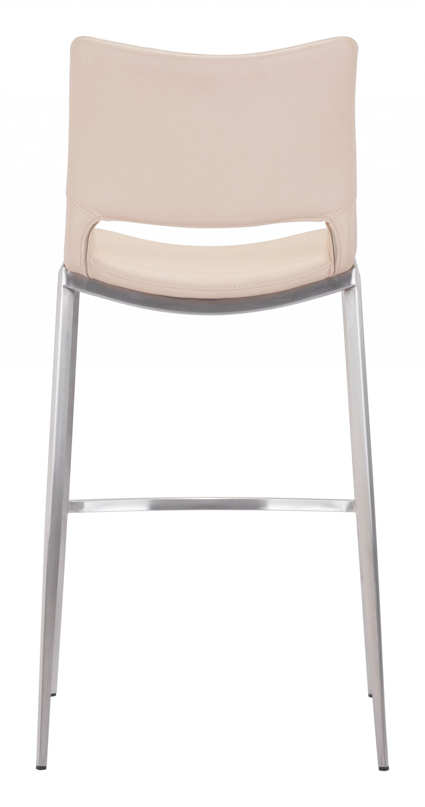 HomeRoots 29" Light Pink And Silver Steel Low Back Bar Height Chairs in Set of Two