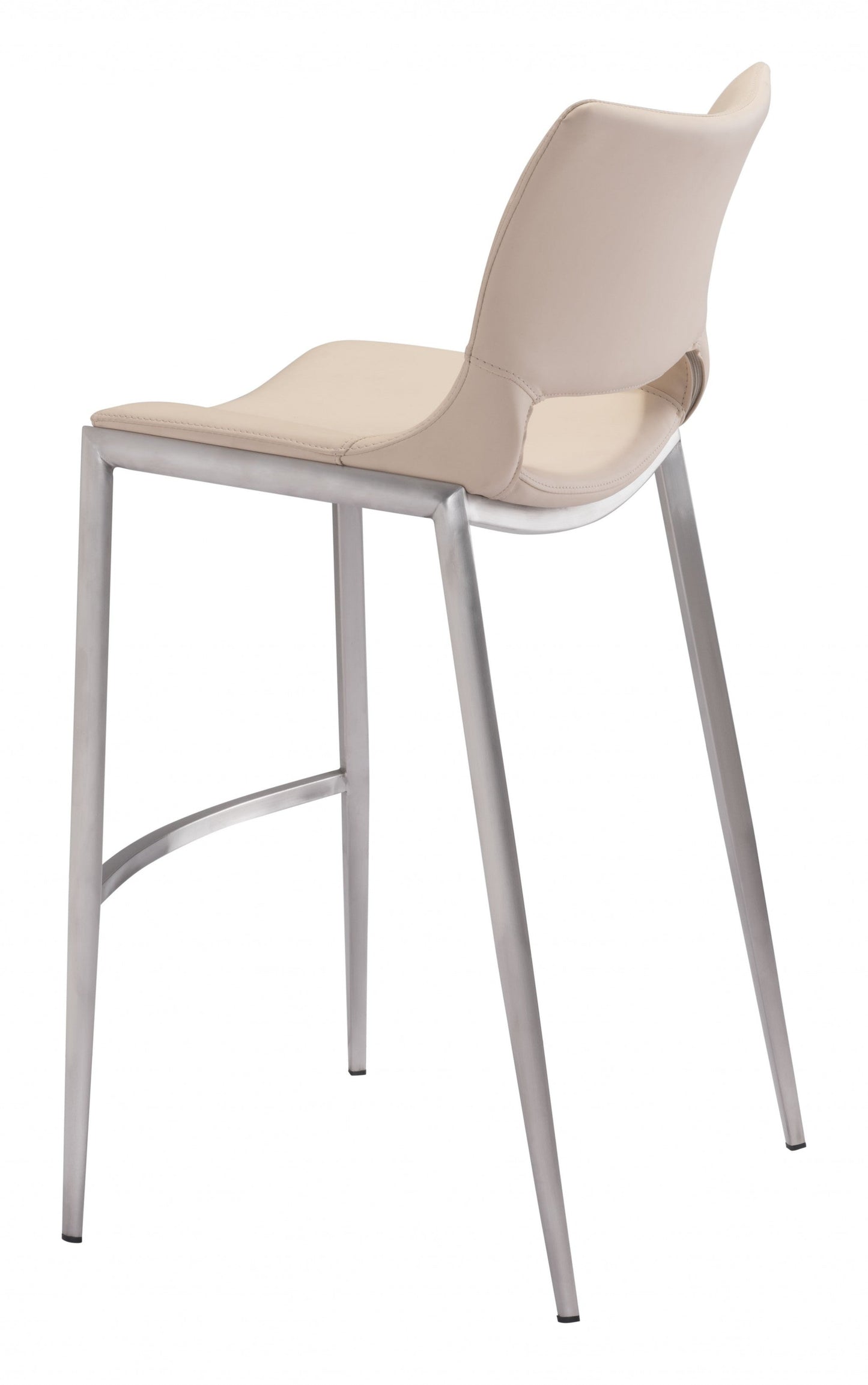 HomeRoots 29" Light Pink And Silver Steel Low Back Bar Height Chairs in Set of Two
