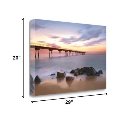HomeRoots 29" Majestic Coastal Ocean Pier Giclee Wrap Canvas Wall Art