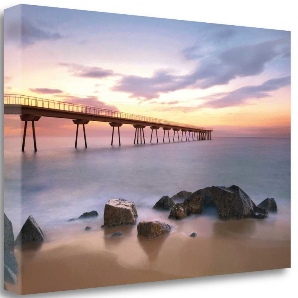 HomeRoots 29" Majestic Coastal Ocean Pier Giclee Wrap Canvas Wall Art