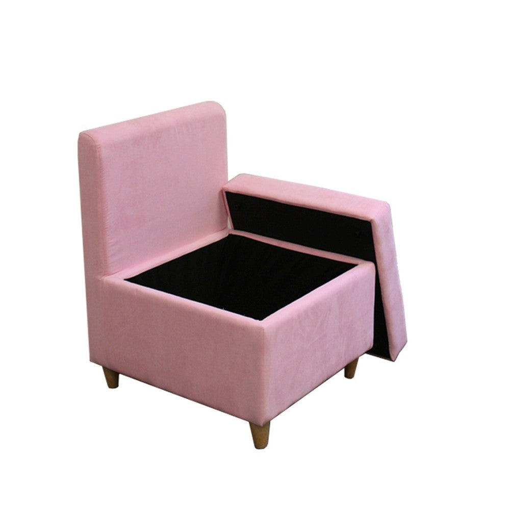 HomeRoots 29" Mod Microfiber Armless Accent Chair With Storage in Pink Mauve Finish