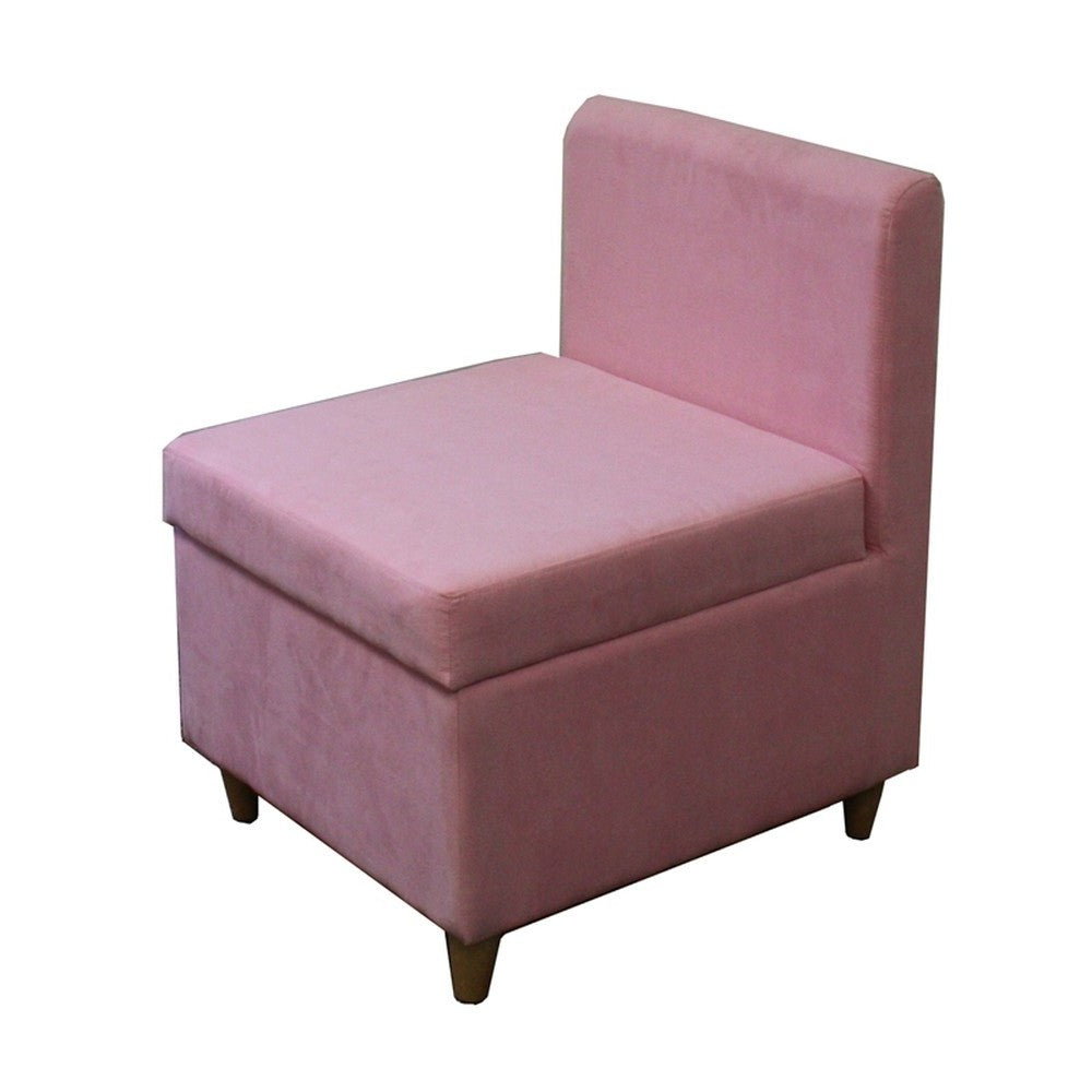 HomeRoots 29" Mod Microfiber Armless Accent Chair With Storage in Pink Mauve Finish