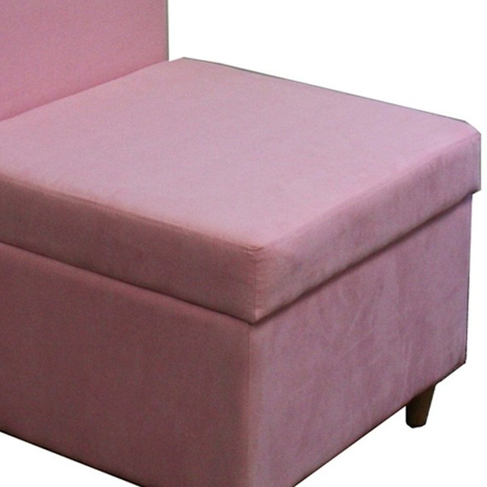 HomeRoots 29" Mod Microfiber Armless Accent Chair With Storage in Pink Mauve Finish