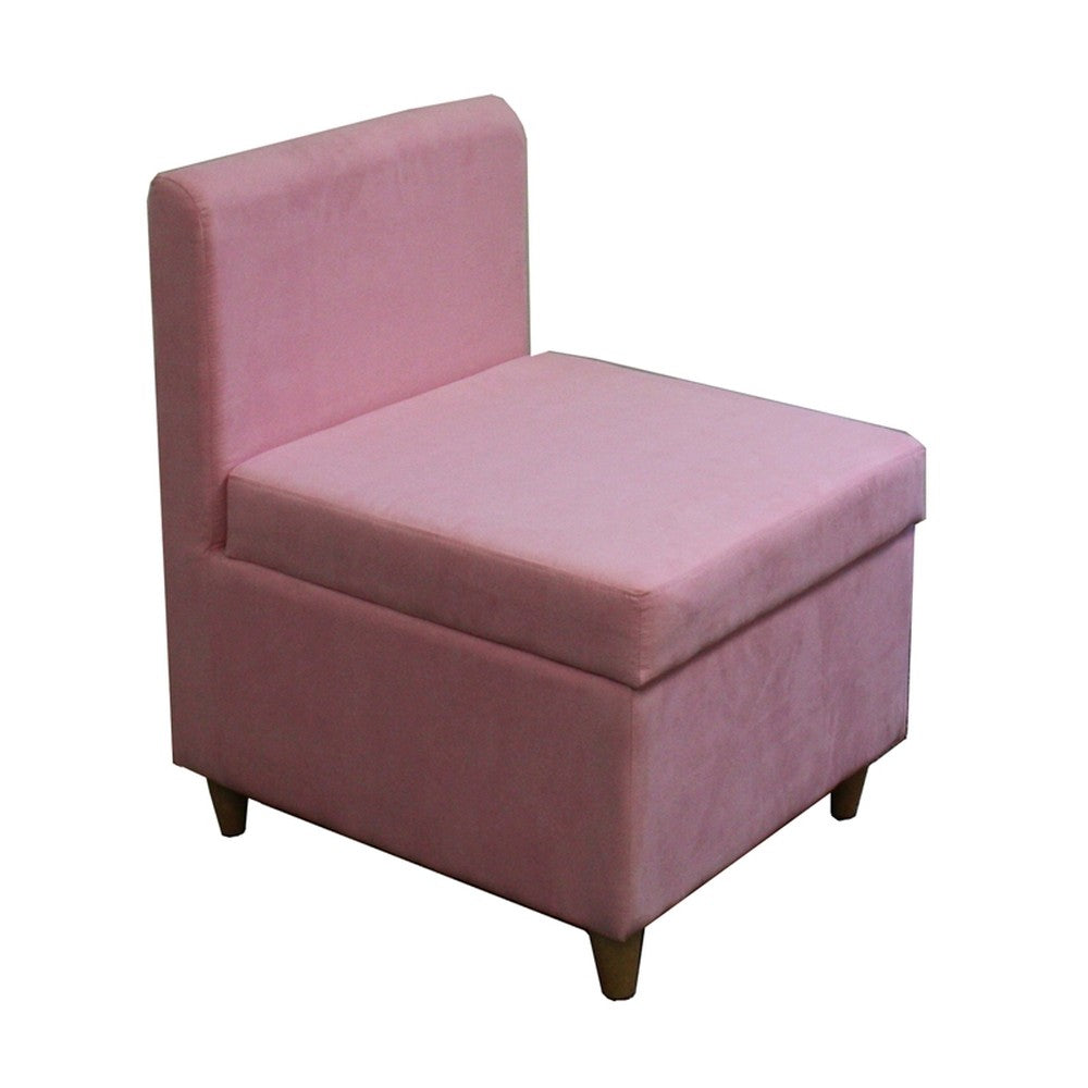HomeRoots 29" Mod Microfiber Armless Accent Chair With Storage in Pink Mauve Finish