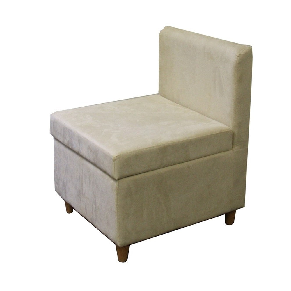 HomeRoots 29" Mod Microfiber Armless Accent Chair With Storage in Taupe Cream Finish
