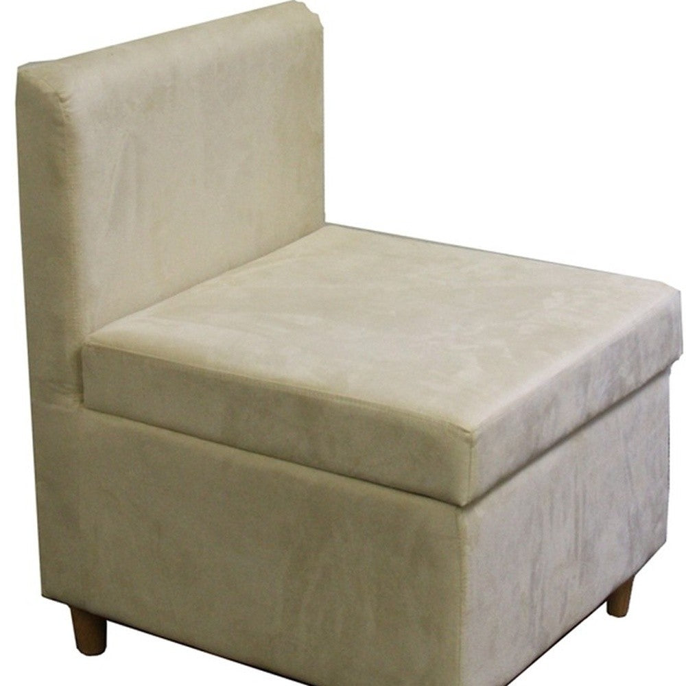 HomeRoots 29" Mod Microfiber Armless Accent Chair With Storage in Taupe Cream Finish