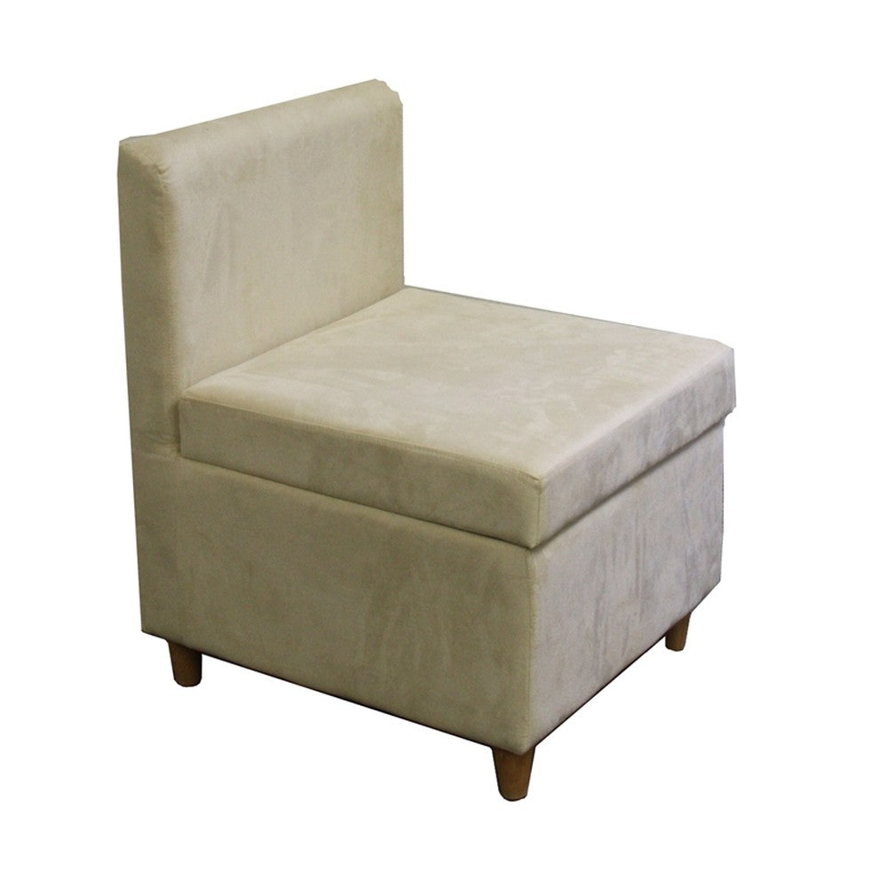 HomeRoots 29" Mod Microfiber Armless Accent Chair With Storage in Taupe Cream Finish