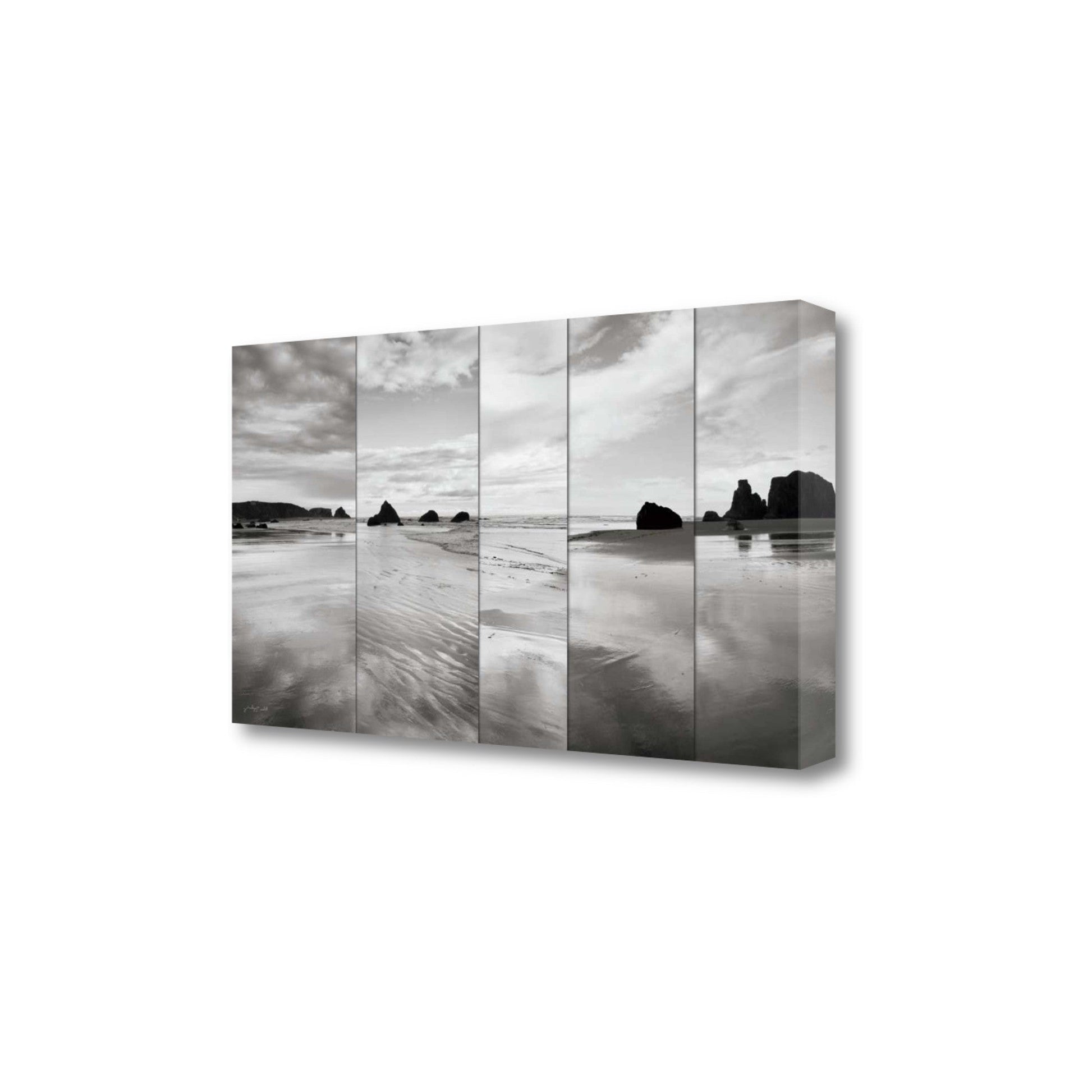 HomeRoots 29" Modern Black and White Beach Giclee Wrap Canvas Wall Art