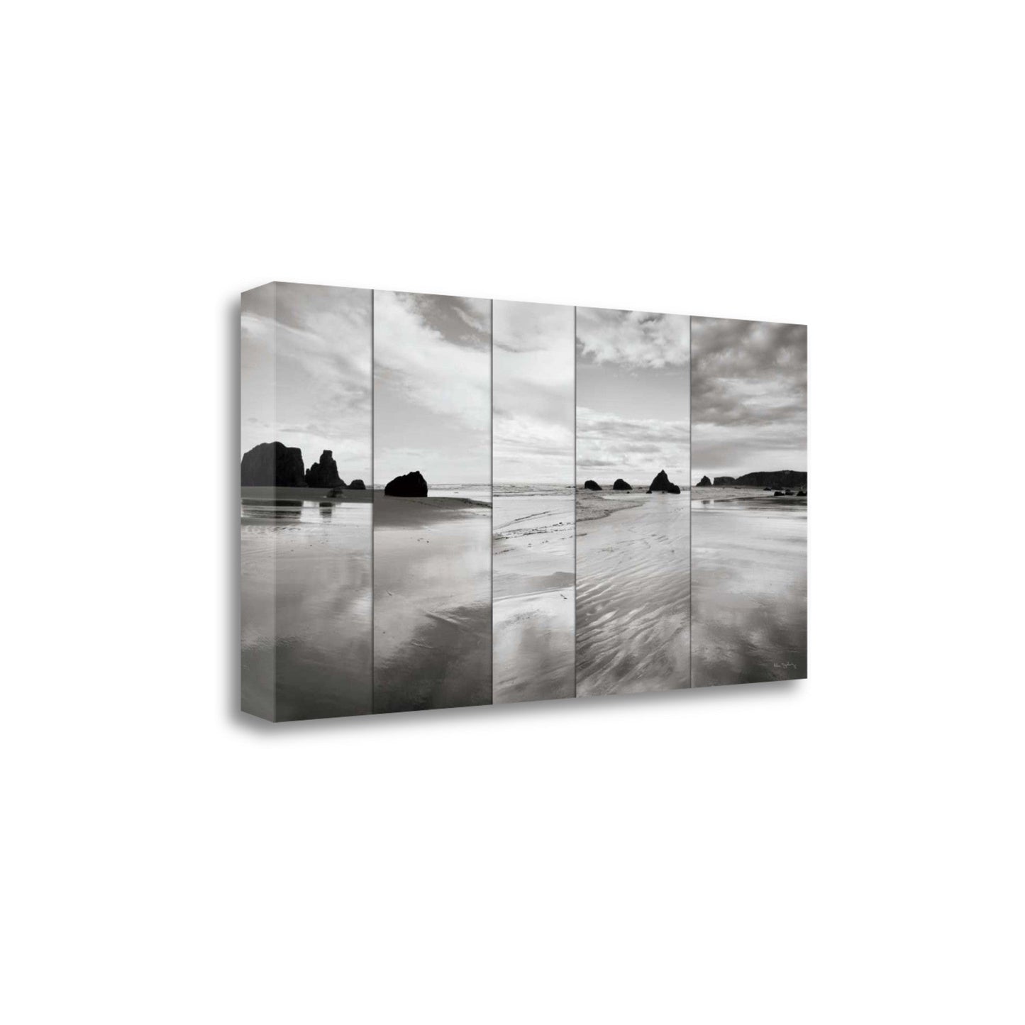 HomeRoots 29" Modern Black and White Beach Giclee Wrap Canvas Wall Art