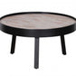 HomeRoots 29" Natural And Black Iron Round Coffee Table