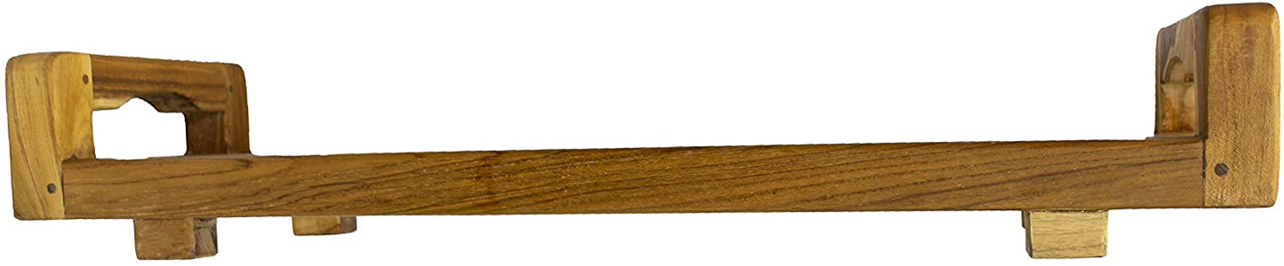 HomeRoots 29" Natural Teak Wood Bath Tray and Seat With Handles