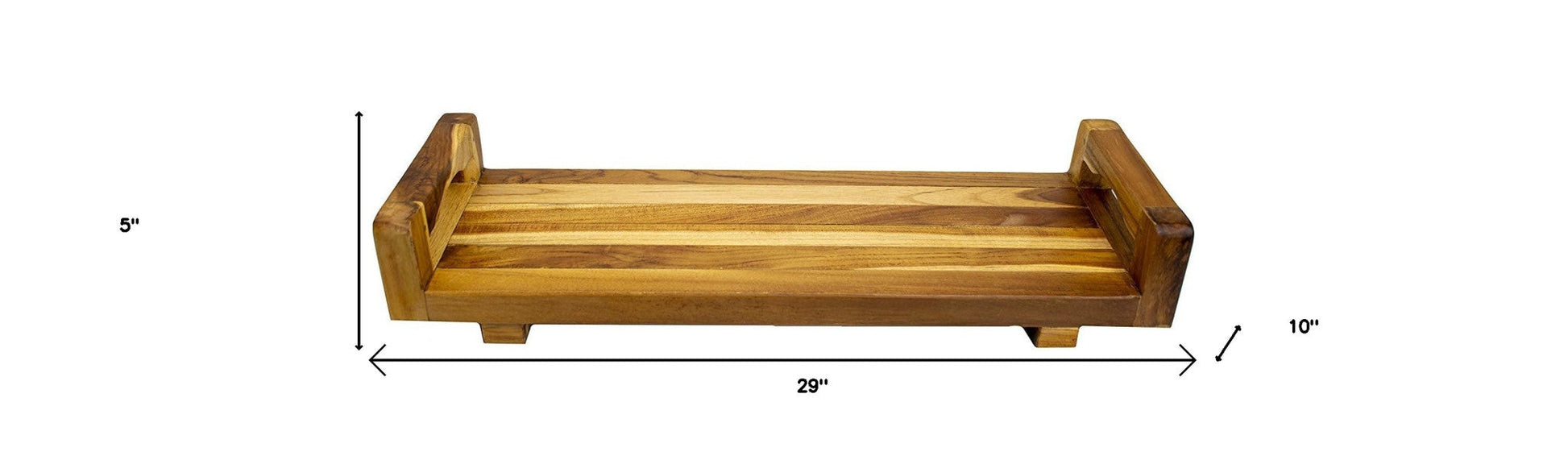 HomeRoots 29" Natural Teak Wood Bath Tray and Seat With Handles