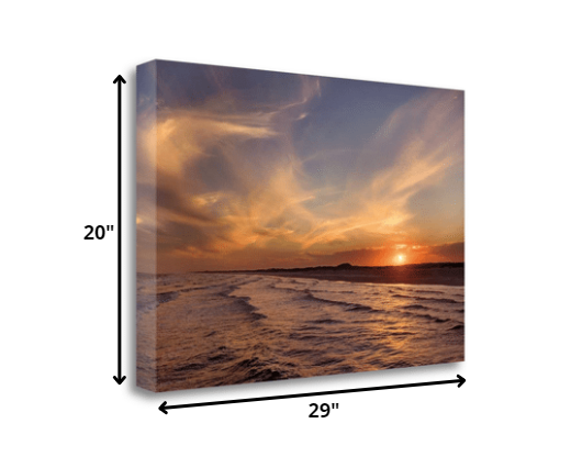 HomeRoots 29" Orange Sunset Over The Ocean 3 Giclee Wrap Canvas Wall Art