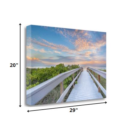 HomeRoots 29" Picturesque Sunset Beach View Giclee Wrap Canvas Wall Art