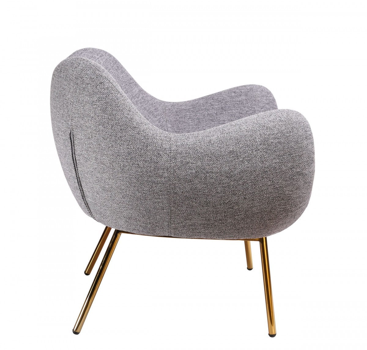 HomeRoots 29" Plush Grey Comfy Accent Chair With Gold Base Finish