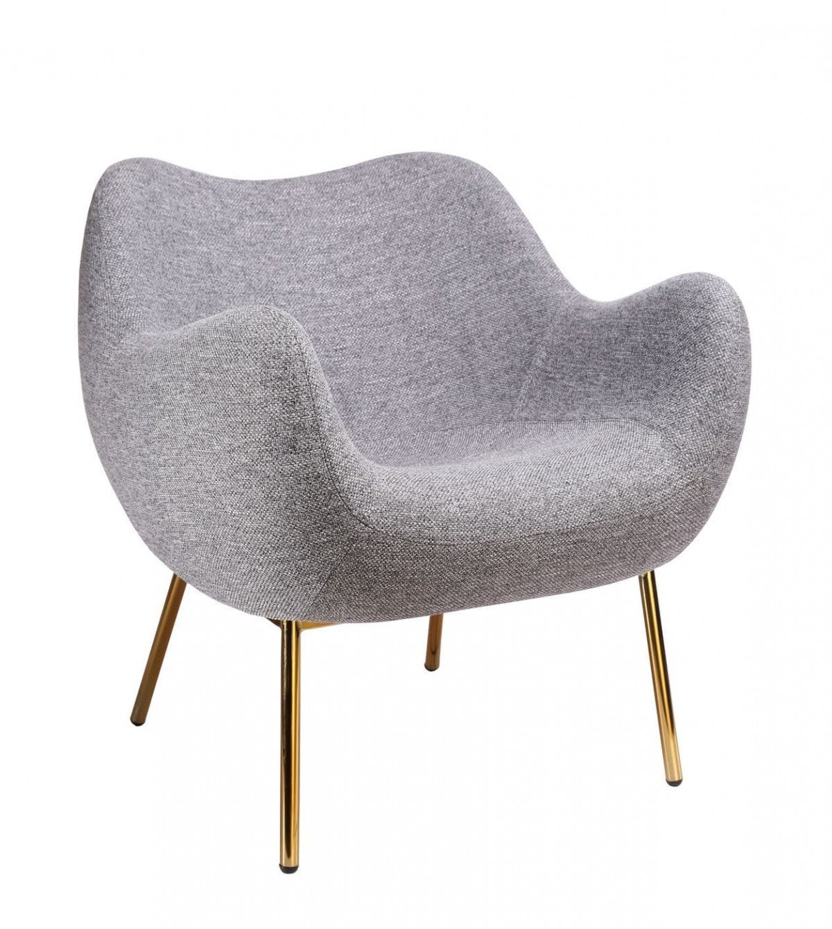 HomeRoots 29" Plush Grey Comfy Accent Chair With Gold Base Finish