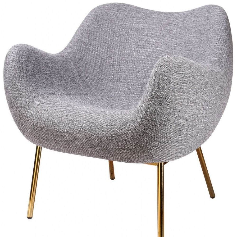 HomeRoots 29" Plush Grey Comfy Accent Chair With Gold Base Finish