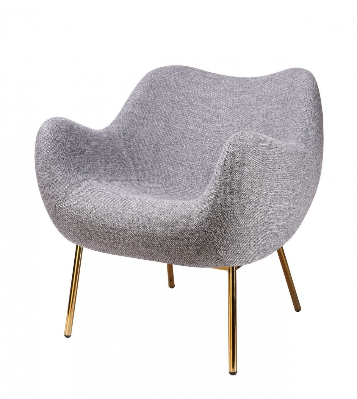 HomeRoots 29" Plush Grey Comfy Accent Chair With Gold Base Finish