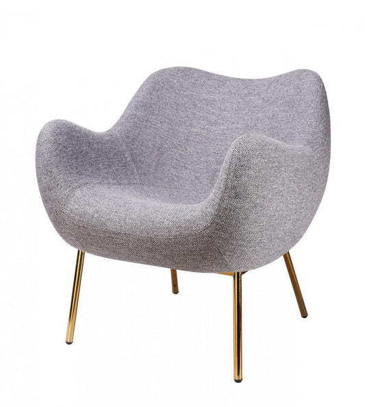HomeRoots 29" Plush Grey Comfy Accent Chair With Gold Base Finish